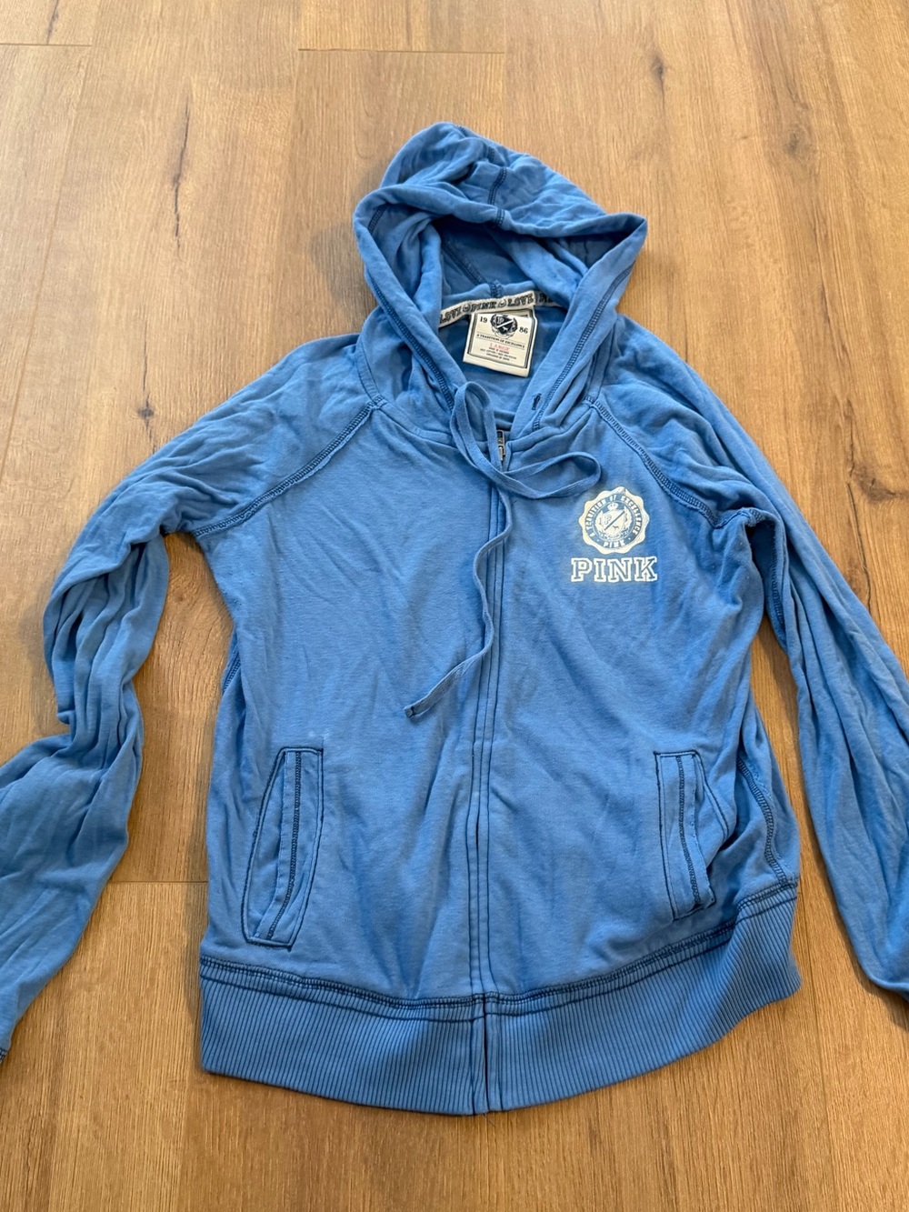 PINK Victoria's Secret Light Blue Zip-Up Hoodie